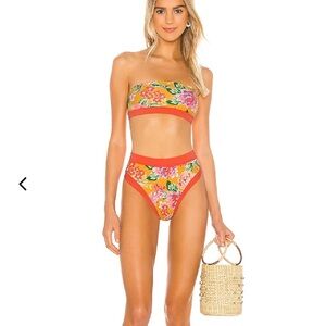Lovers and Friends Floral Bandeau Bikini Set: LITTLE ME HIGH WAIST BIKINI